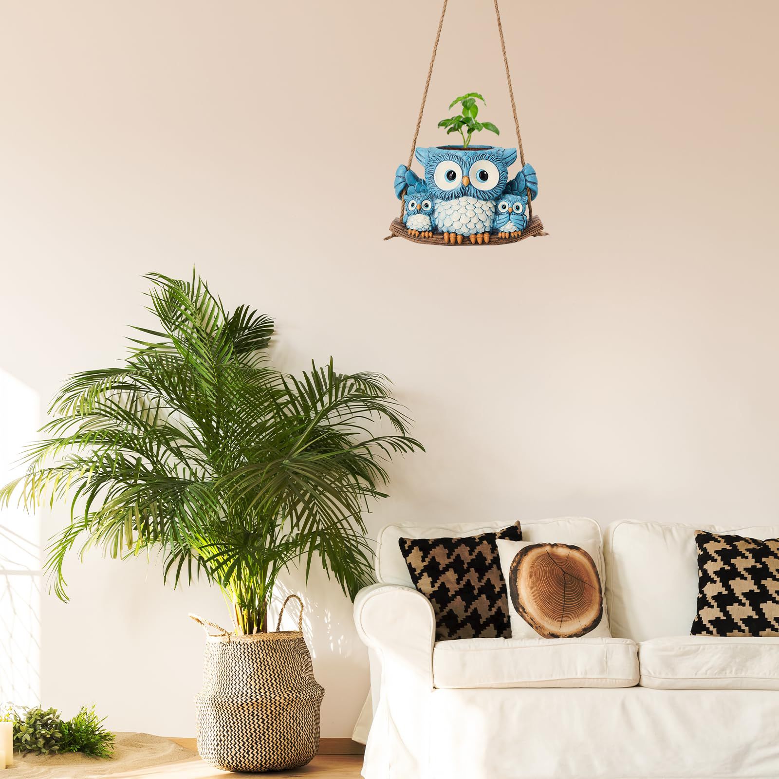 Owl Family Swing Planter – Adorable Mother’s Day Gift, Self-Draining
