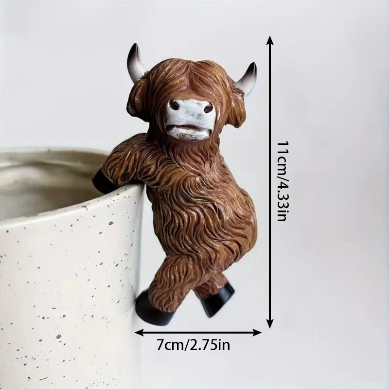 Hanging Highland Cattle Planter Statue