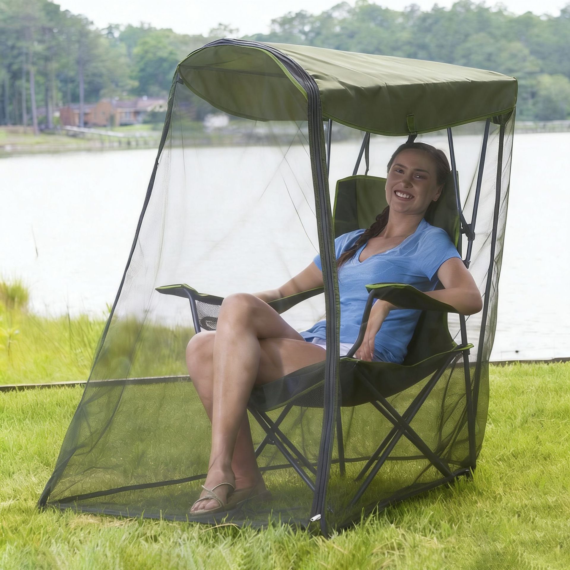 Outdoor Mosquito Net Chair Cover – Portable Bug Protection Canopy for Camping, Patio & Beach Relaxing