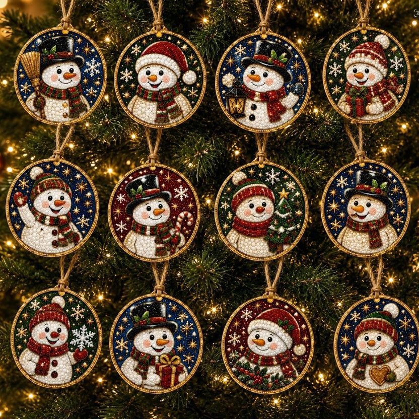 12PCS Christmas Diamond Art Ornament Kit
