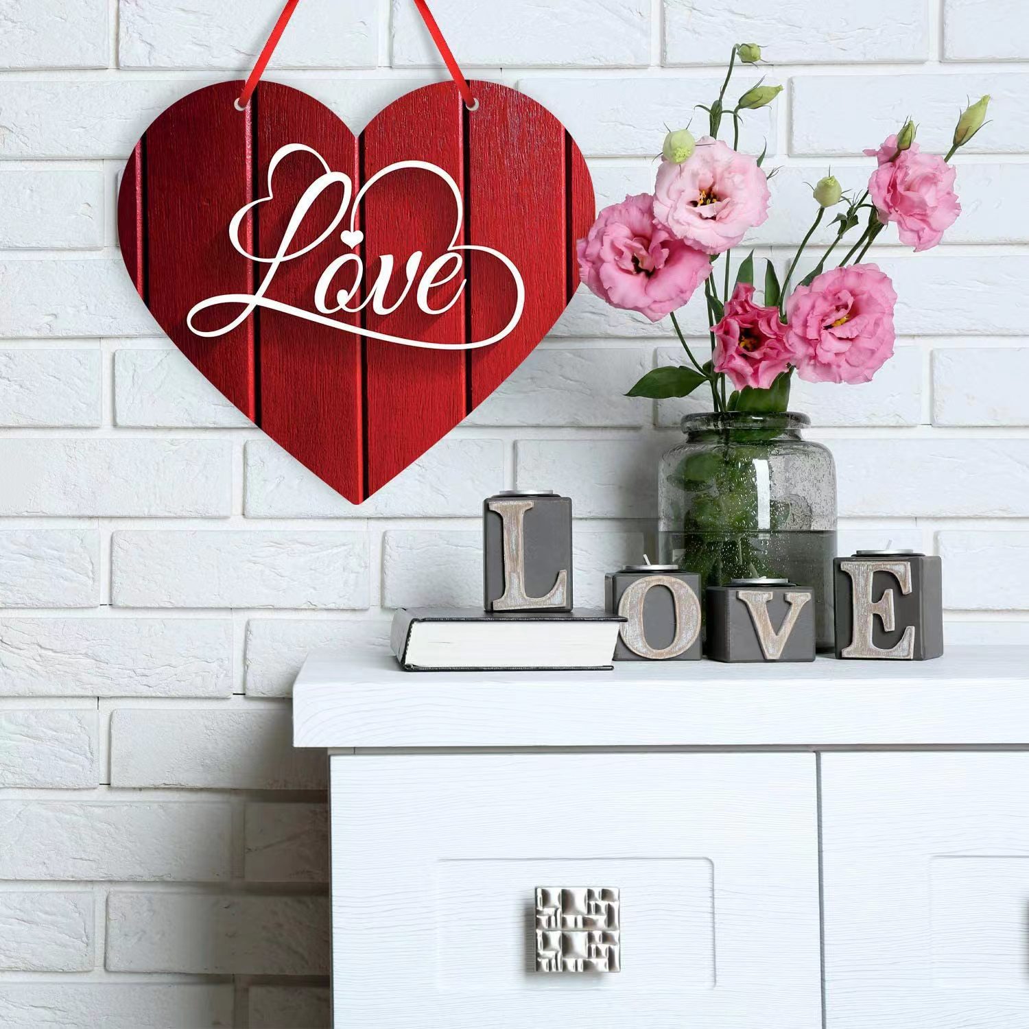 ❤Valentine's Day Love Sign Wooden Door Sign Decoration