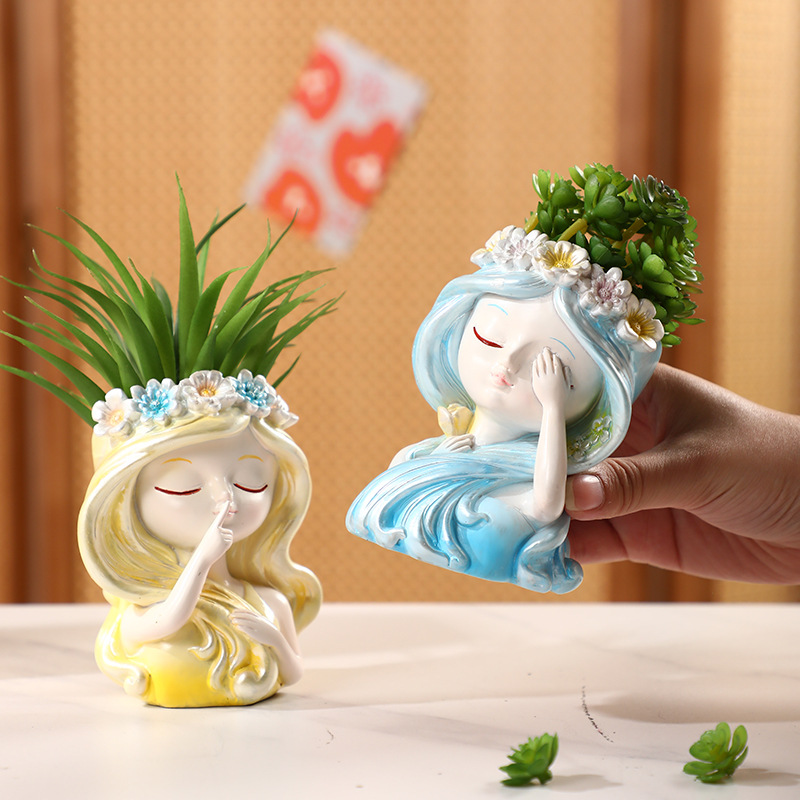 🌟Enchanting Fairy Head Planter Trio - Whimsical Indoor Gardening Magic! 🌿👒