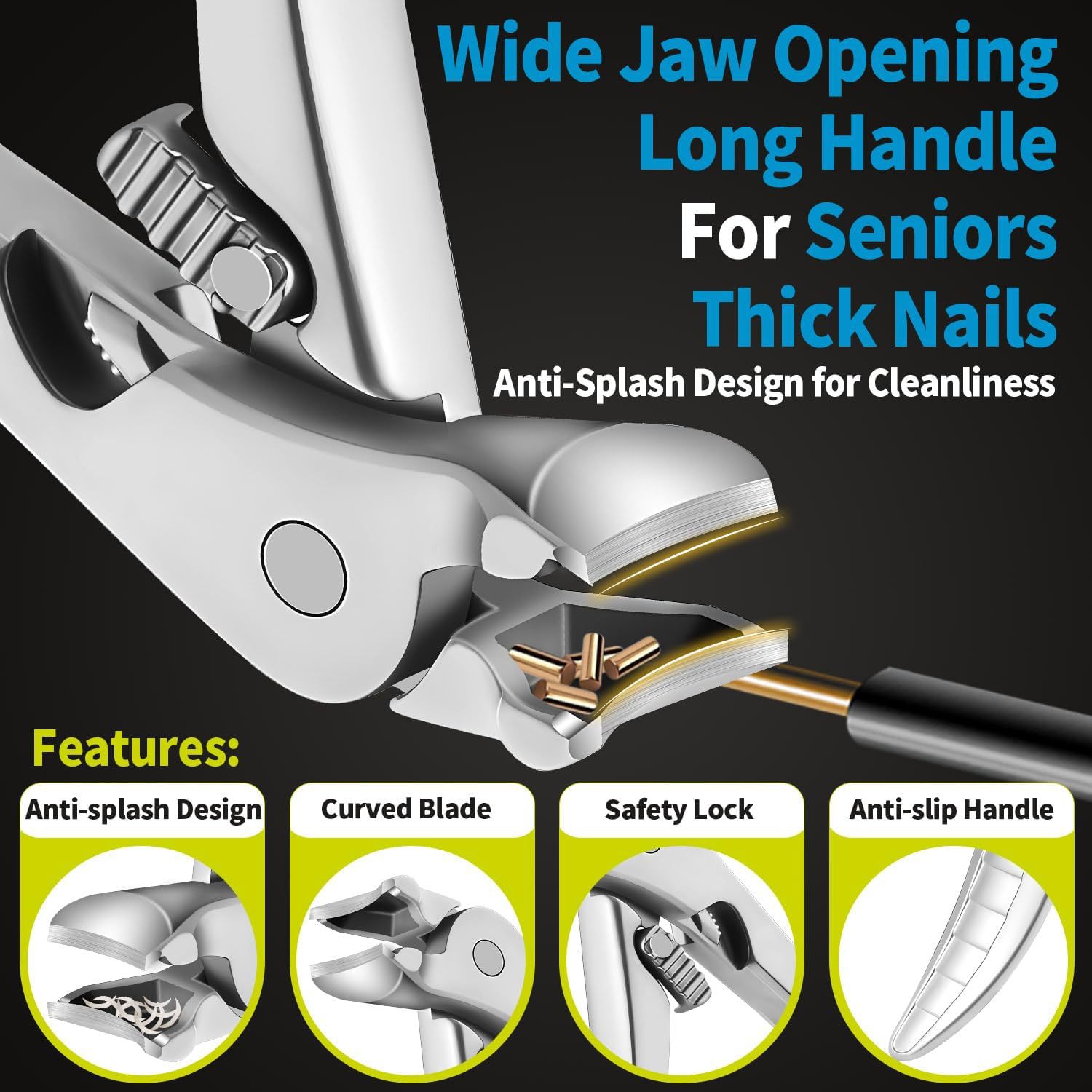 Upgraded Longer Handle Nail Clippers for Seniors