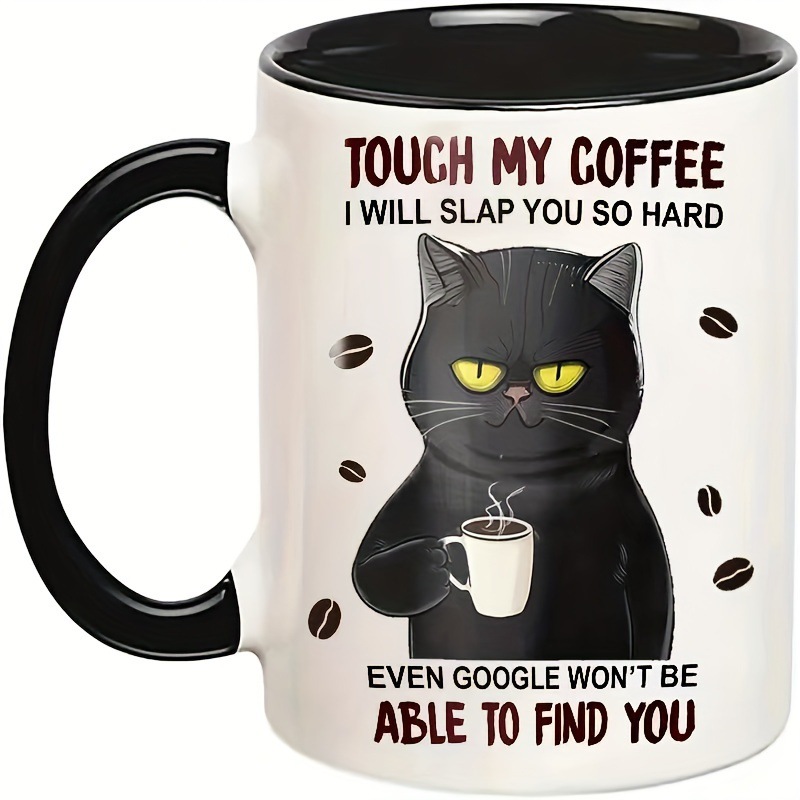 Funny Black Cat Coffee Mug Gift for Cat Lover