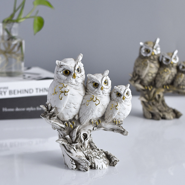Modern Creative Owl Statue Resin Crafts Ornaments