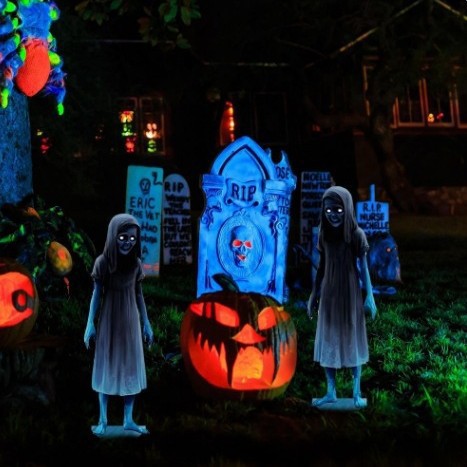 👻16 inch Halloween Haunted Twin Ghost Ground Stakes A pair