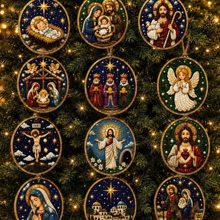 12PCS Christmas Diamond Art Ornament Kit