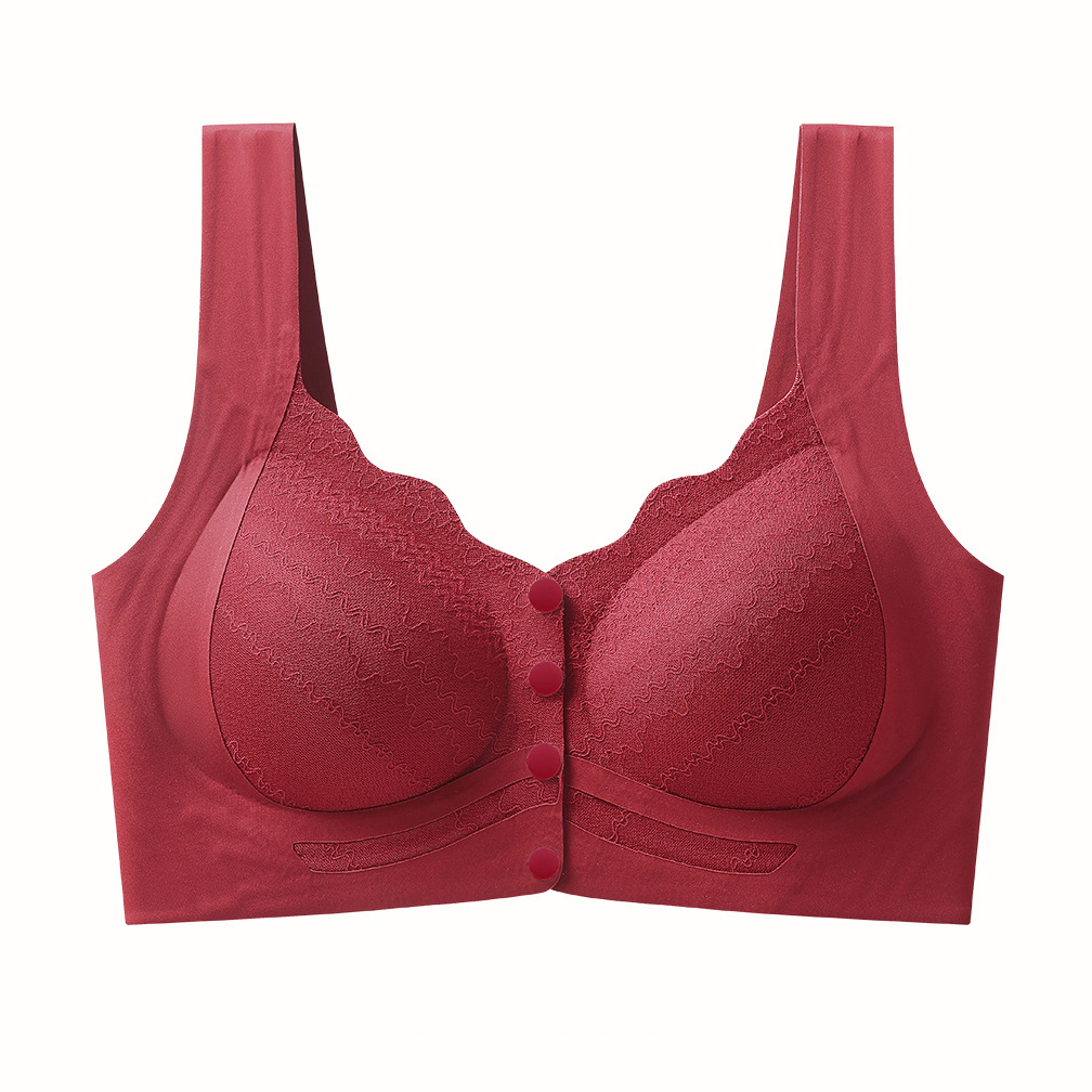 Front Button Adjustable Push-Up Fixed Cup Bra