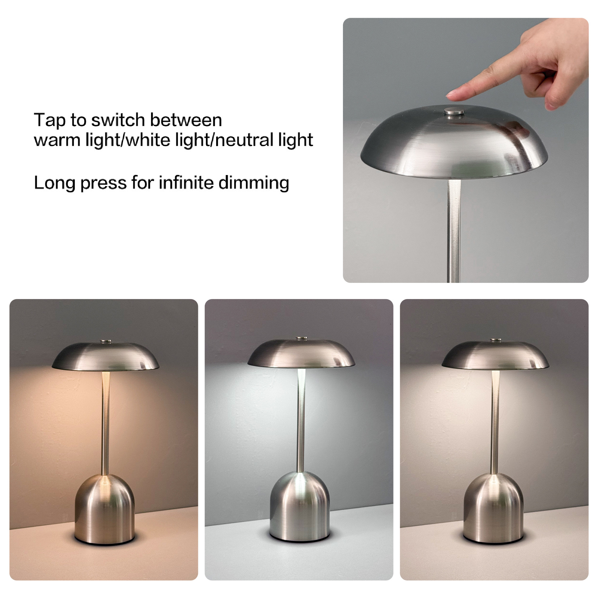 Cordless Table Lamp - Dimmable & Rechargeable Waterproof Desk Light