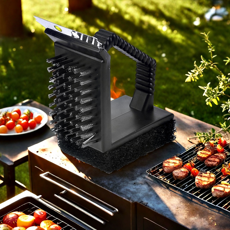 3 in 1 BBQ Grill Cleaner Brush With Scraper