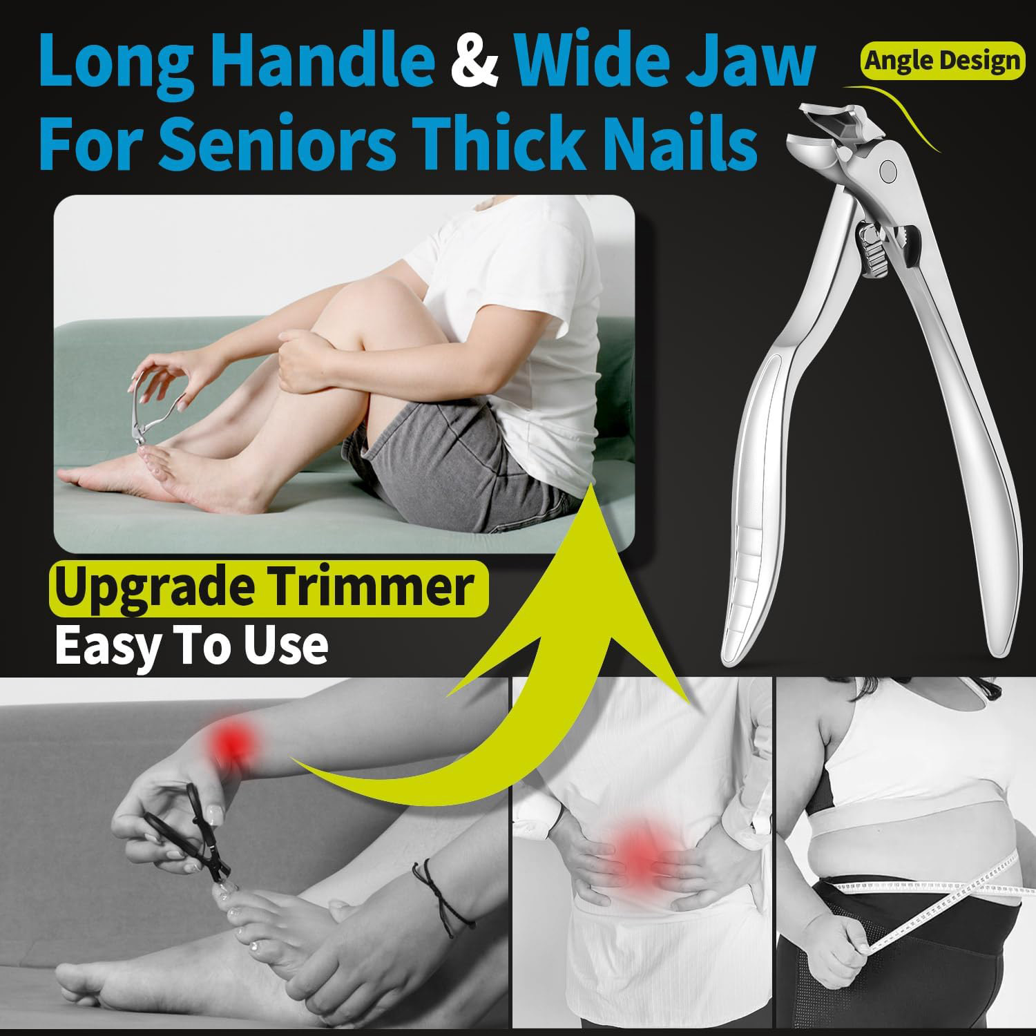 Upgraded Longer Handle Nail Clippers for Seniors