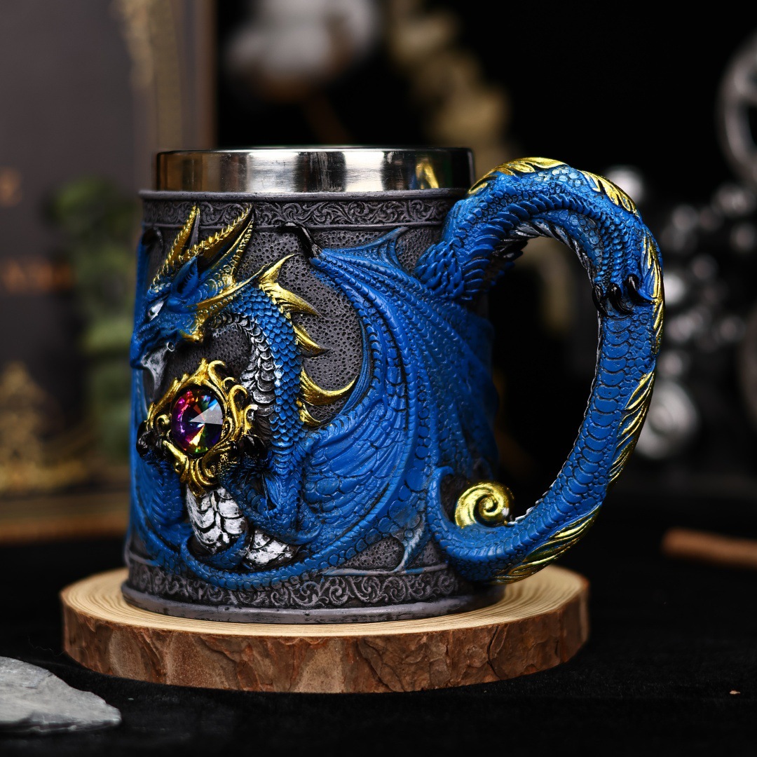 Retro Gem Dragon Stainless Steel Mug