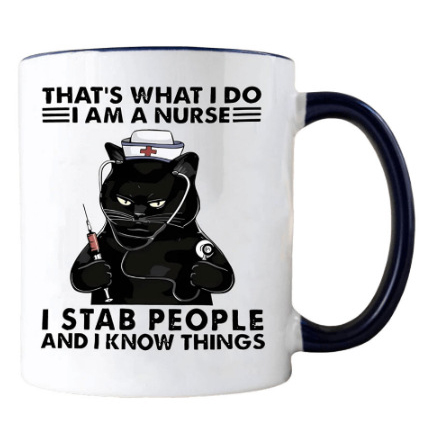 Funny Black Cat Coffee Mug Gift for Cat Lover