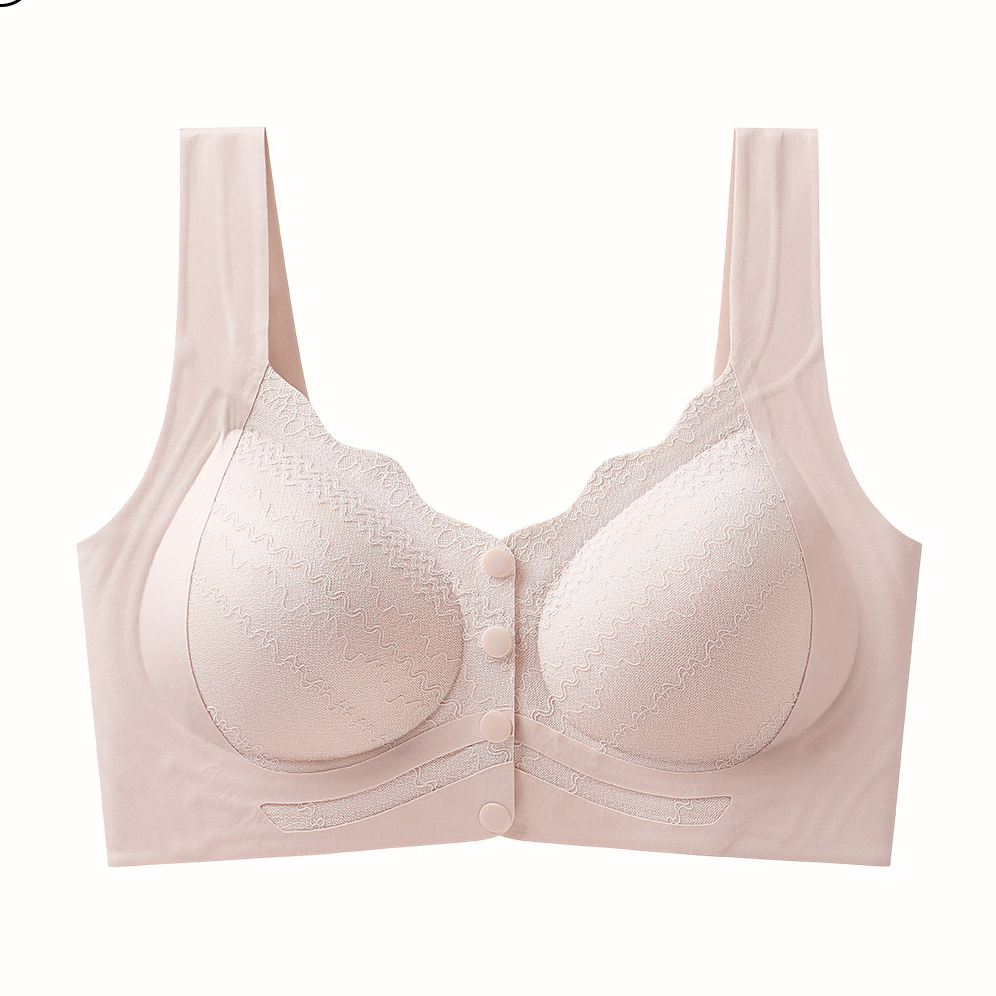 Front Button Adjustable Push-Up Fixed Cup Bra