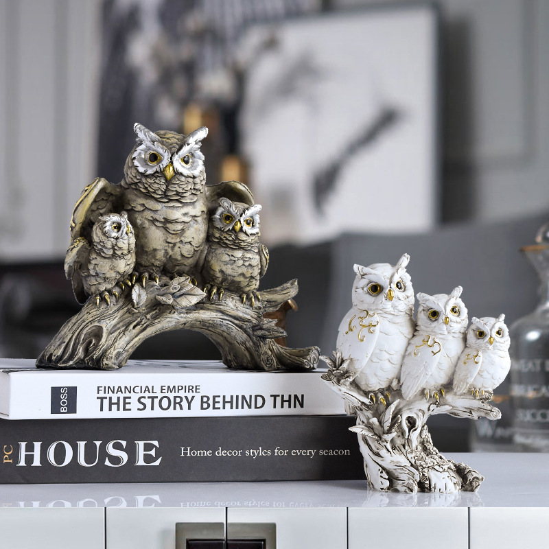 Modern Creative Owl Statue Resin Crafts Ornaments
