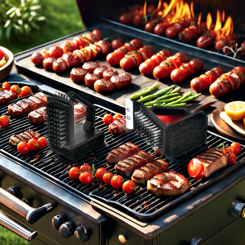 3 in 1 BBQ Grill Cleaner Brush With Scraper