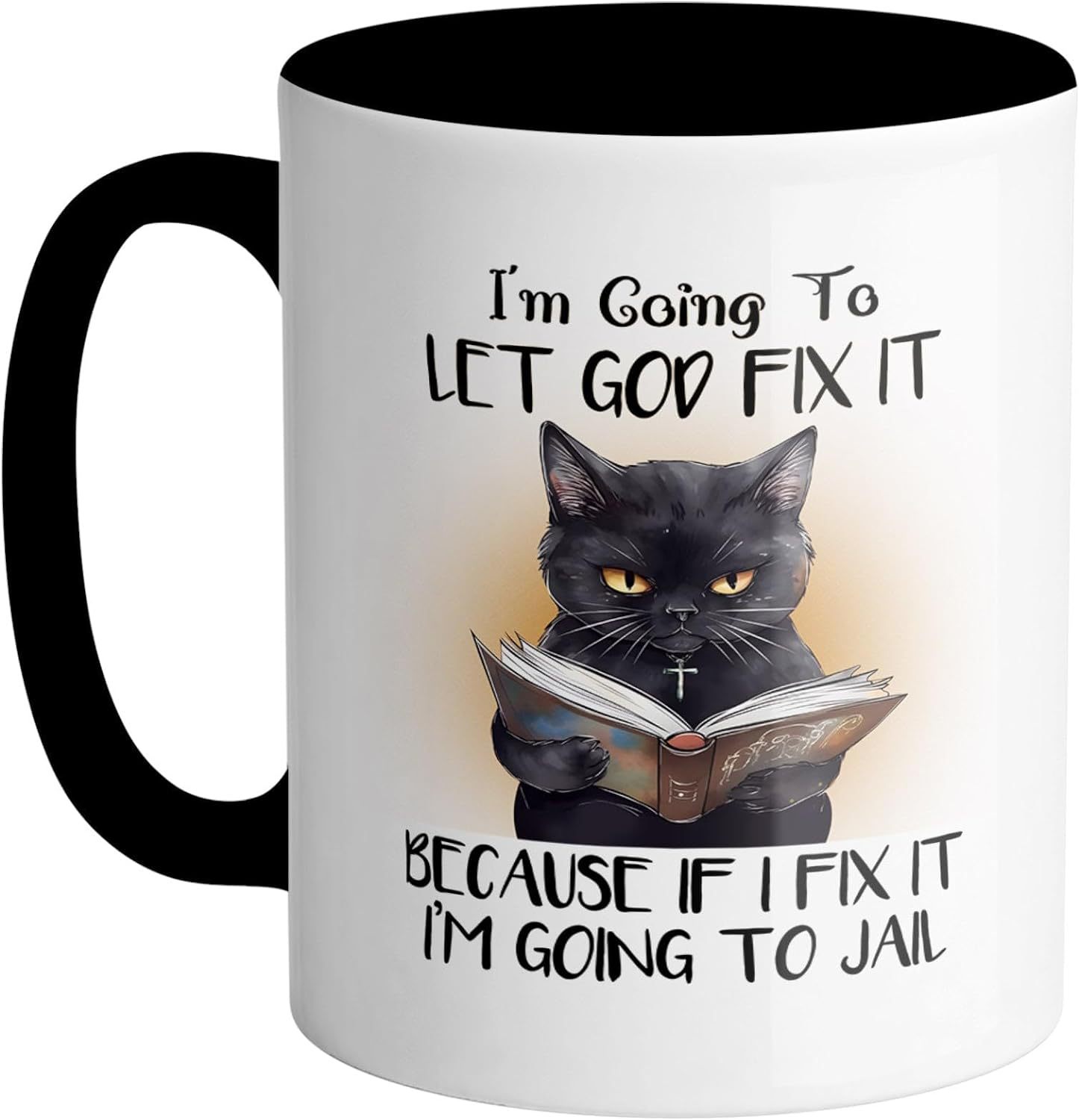 Funny Black Cat Coffee Mug Gift for Cat Lover