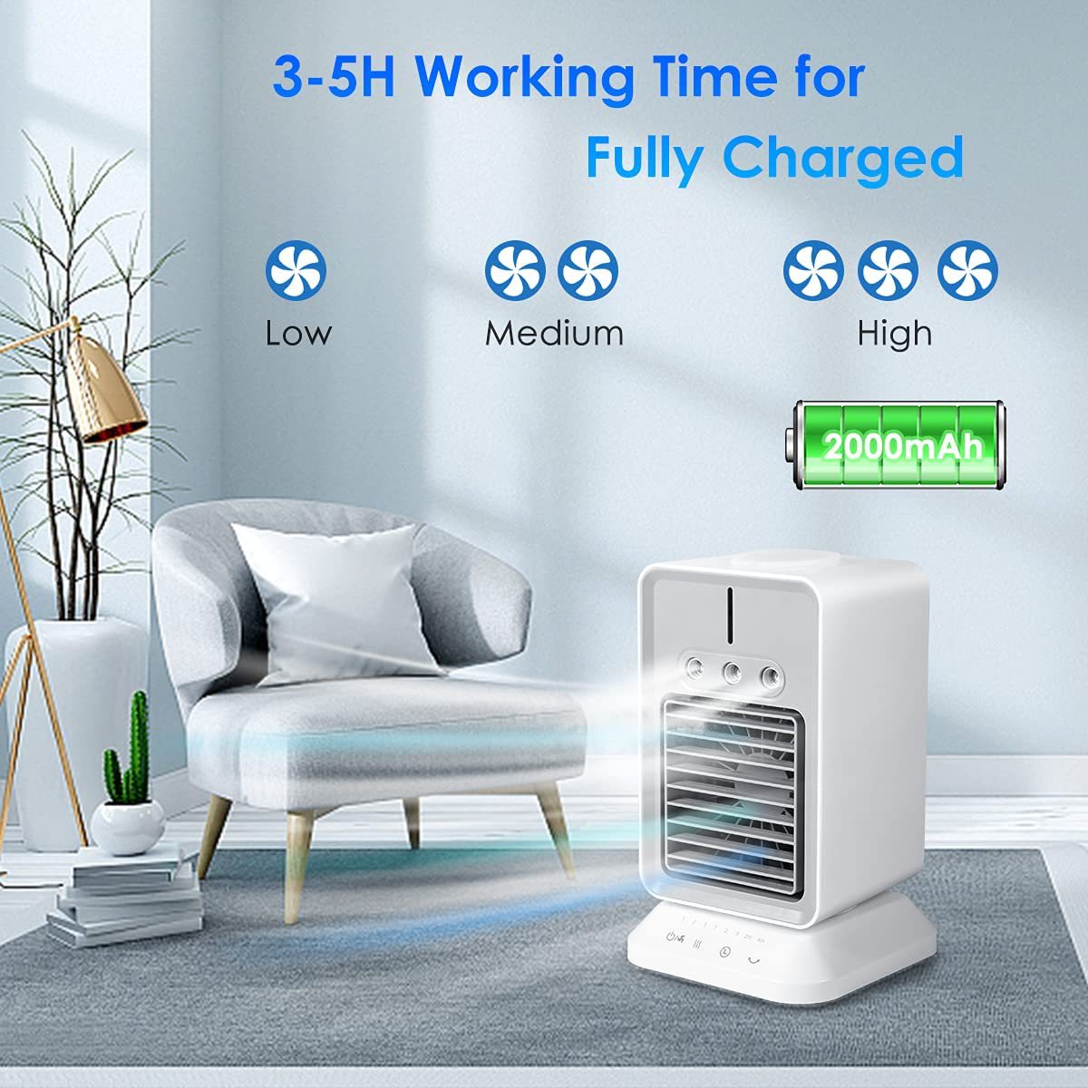 Rechargeable 3-IN-1 Portable Air Conditioners Fan