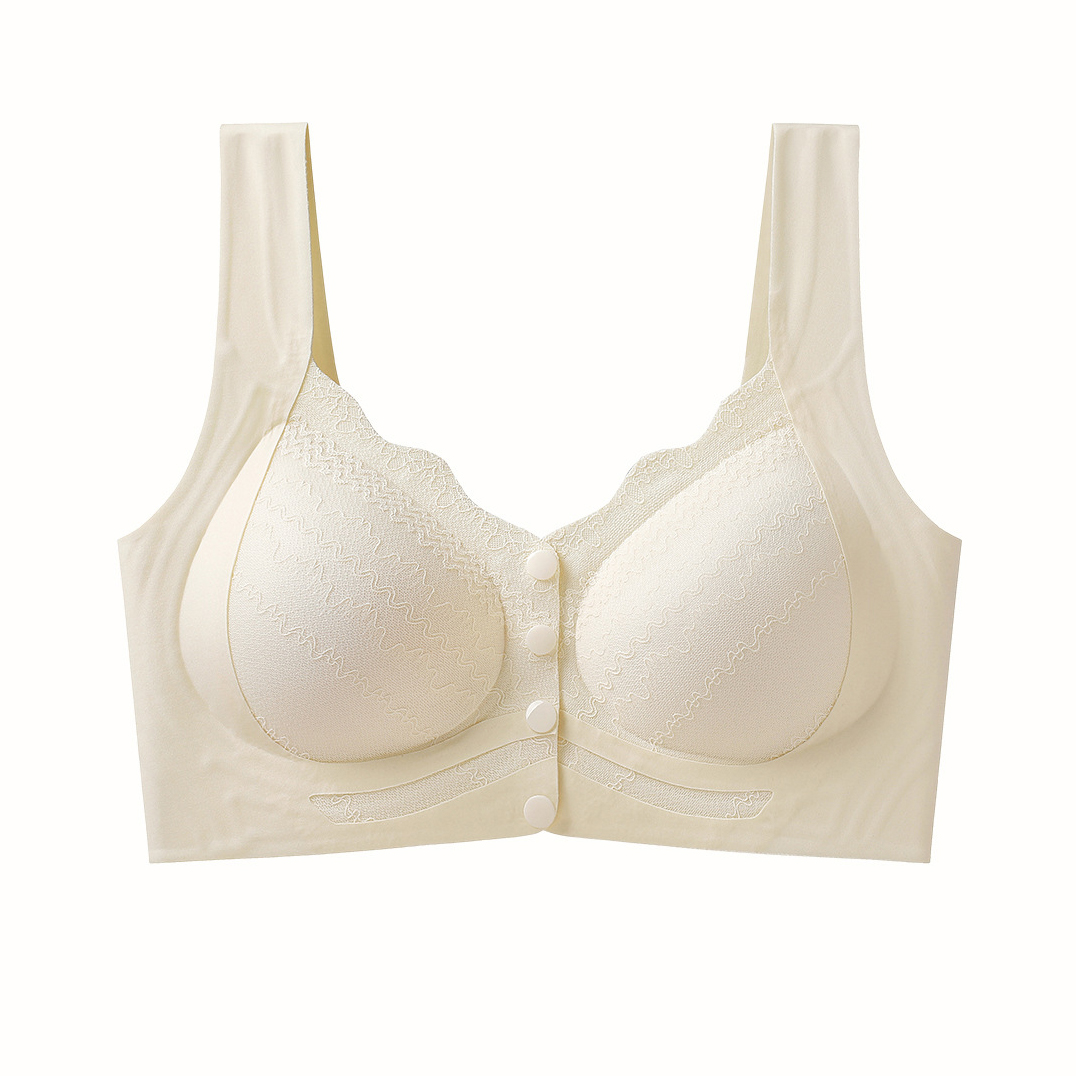 Front Button Adjustable Push-Up Fixed Cup Bra