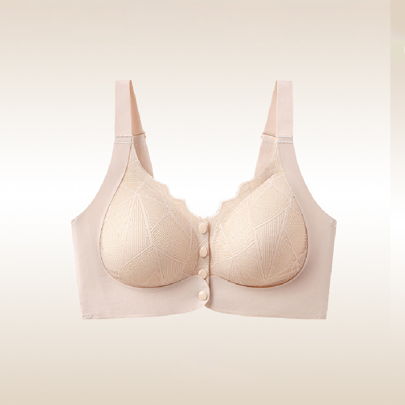 Front Button Adjustable Push-Up Fixed Cup Bra