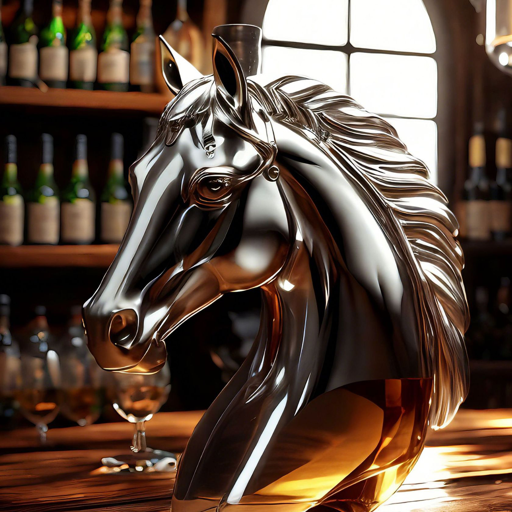 🥃 ​​Handblown Horse Whiskey Bottle – Timeless Elegance Meets Craftsmanship​