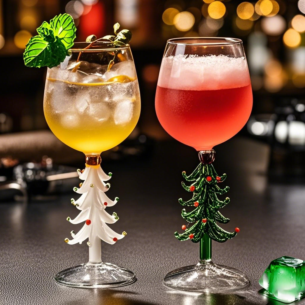 10oz Crystal Christmas Holiday Tree Stemmed Wine Glas