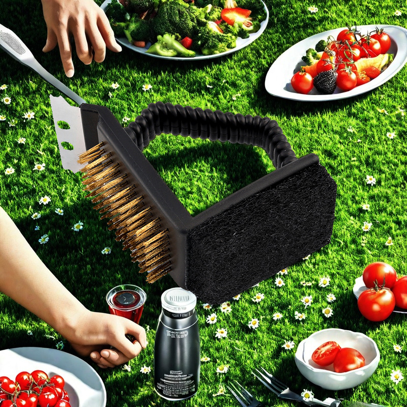 3 in 1 BBQ Grill Cleaner Brush With Scraper