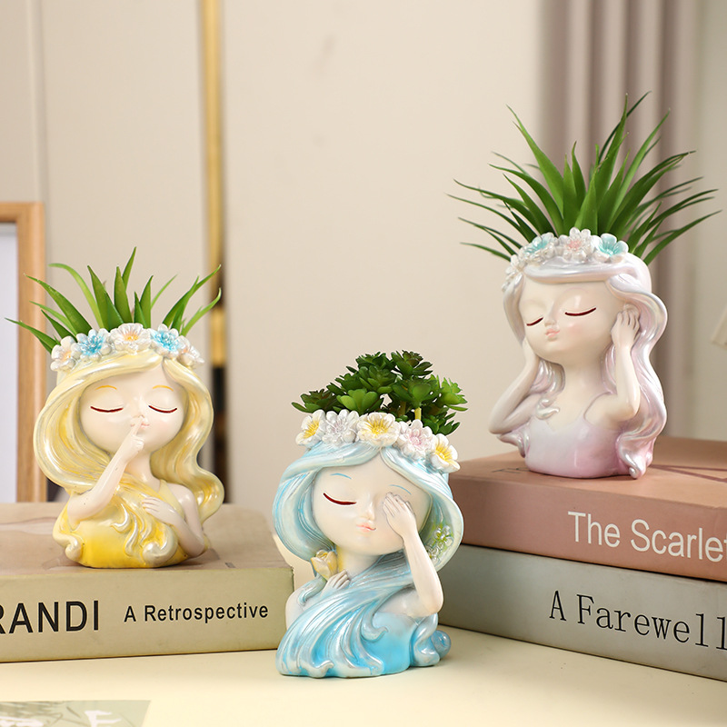🌟Enchanting Fairy Head Planter Trio - Whimsical Indoor Gardening Magic! 🌿👒