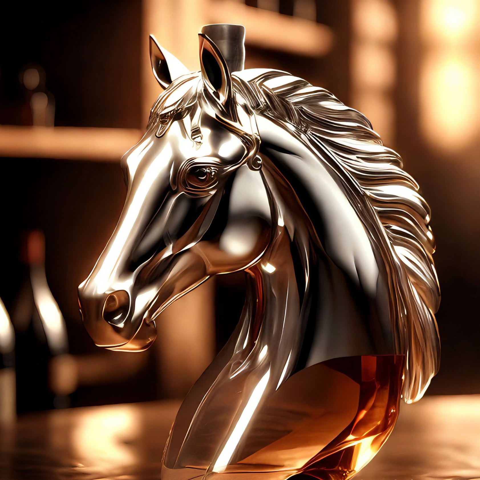 🥃 ​​Handblown Horse Whiskey Bottle – Timeless Elegance Meets Craftsmanship​