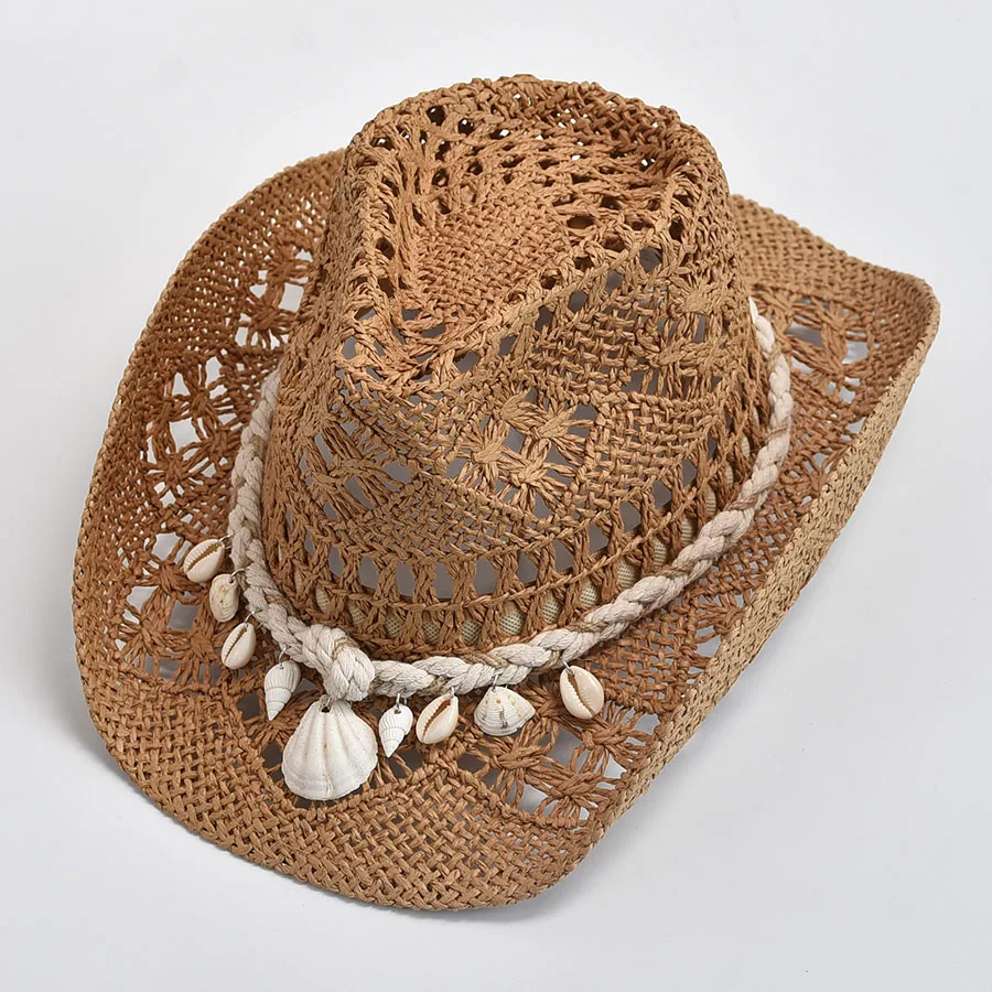 Coastal Seashell Straw Cowboy Hat