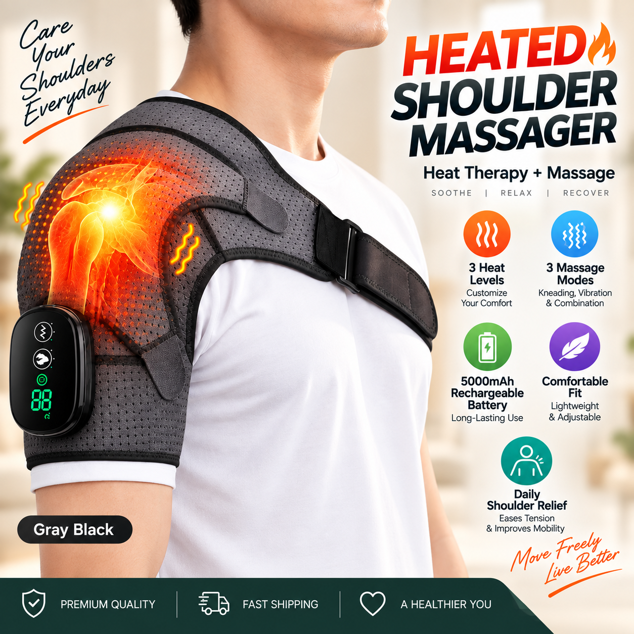 Heated Shoulder Massager with Vibration