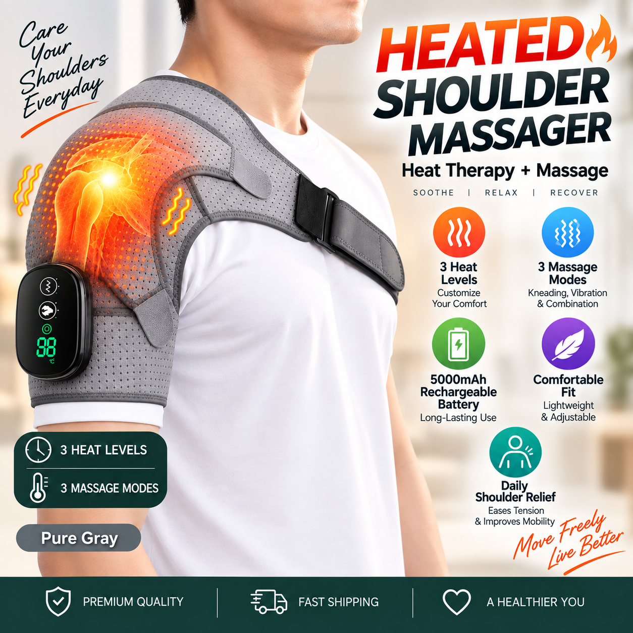 Heated Shoulder Massager with Vibration
