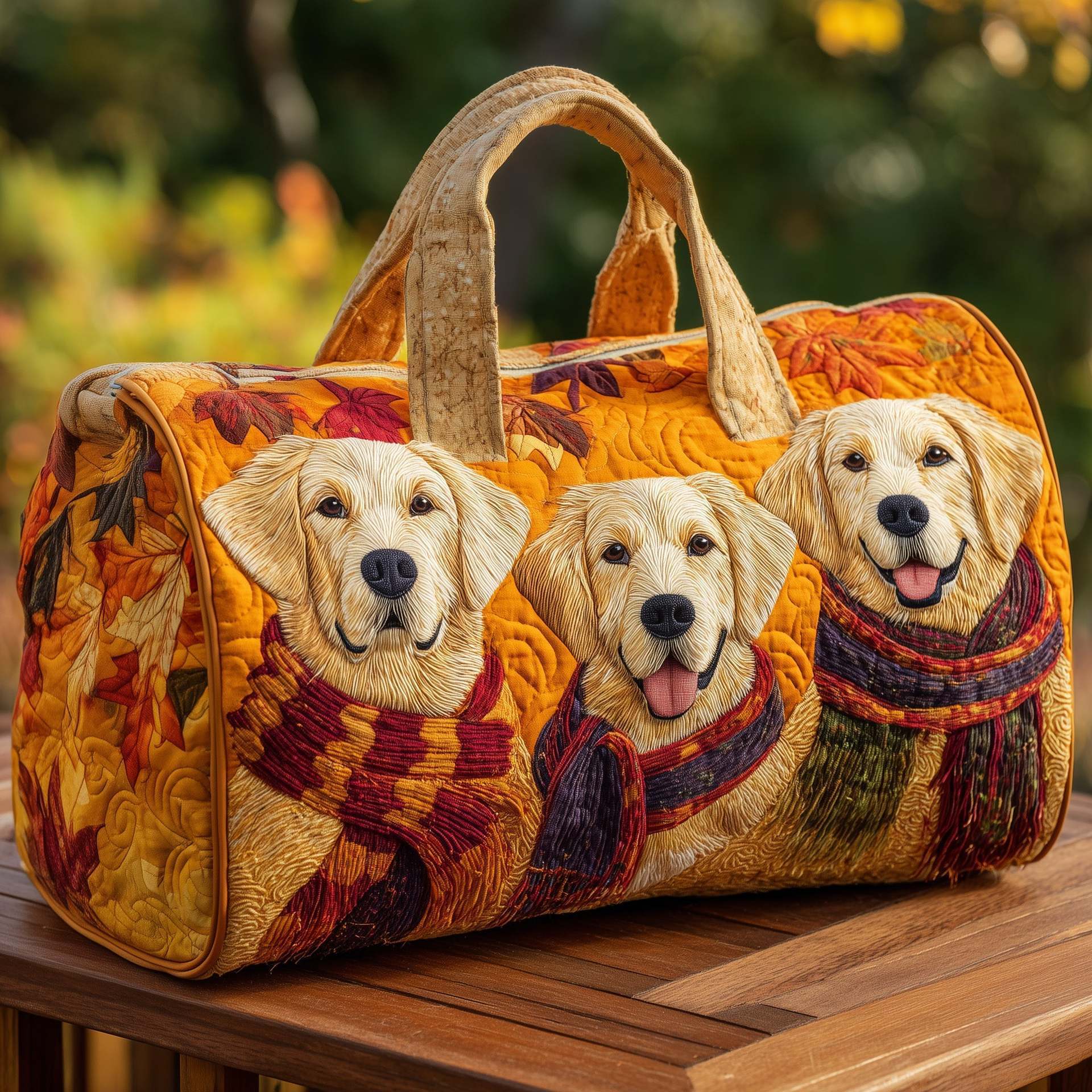 Puppy Quilted Cotton Travel Tote Bag