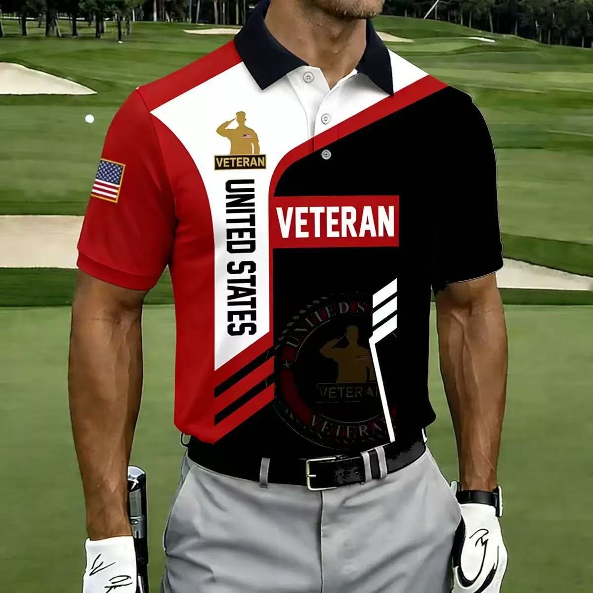 Men's American 250th Anniversary Print Casual Polo Shirt