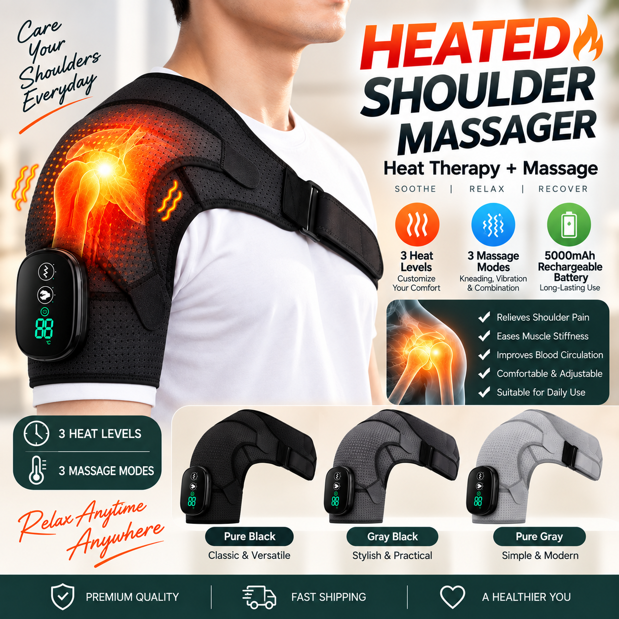 Heated Shoulder Massager with Vibration
