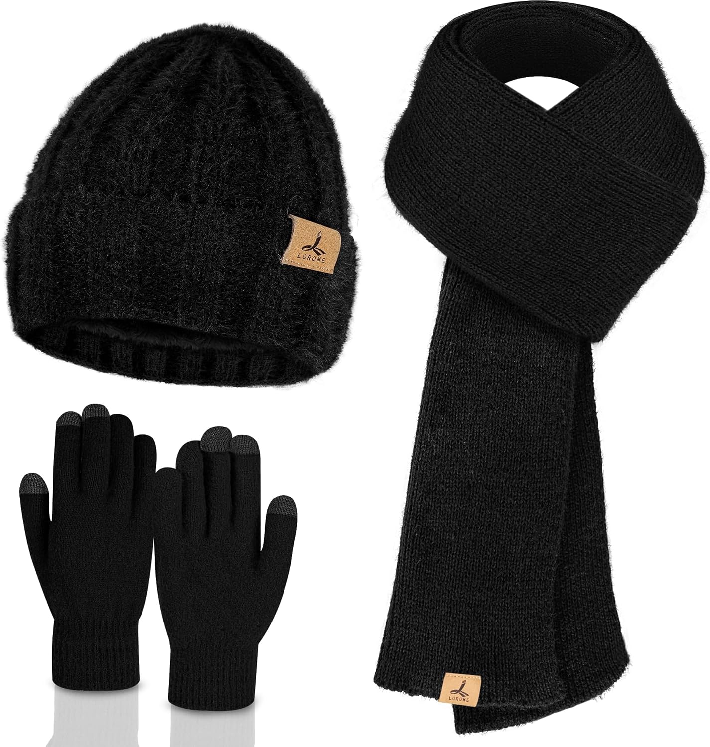 Winter Beanie Hat Scarf Gloves