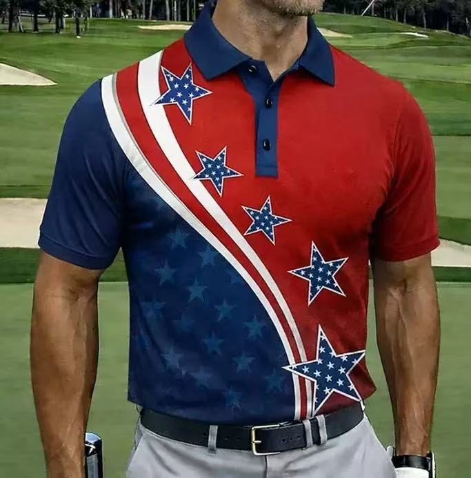 Men's American 250th Anniversary Print Casual Polo Shirt