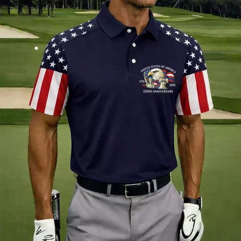 Men's American 250th Anniversary Print Casual Polo Shirt