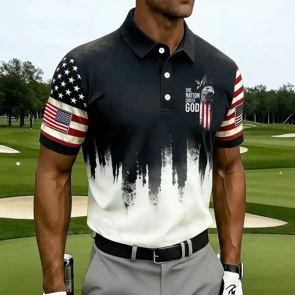 Men's American 250th Anniversary Print Casual Polo Shirt