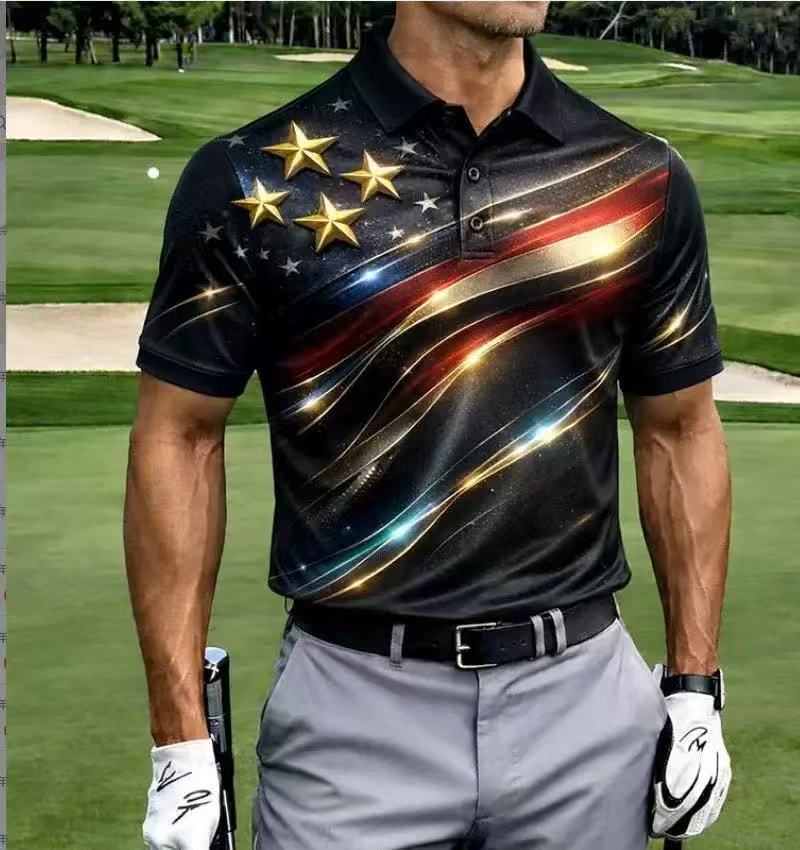 Men's American 250th Anniversary Print Casual Polo Shirt