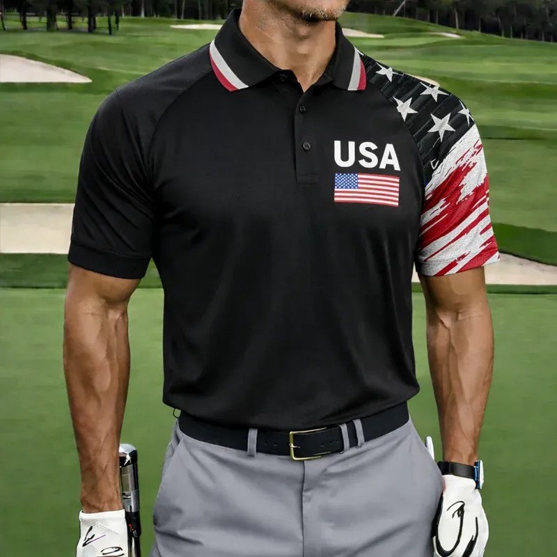 Men's American 250th Anniversary Print Casual Polo Shirt