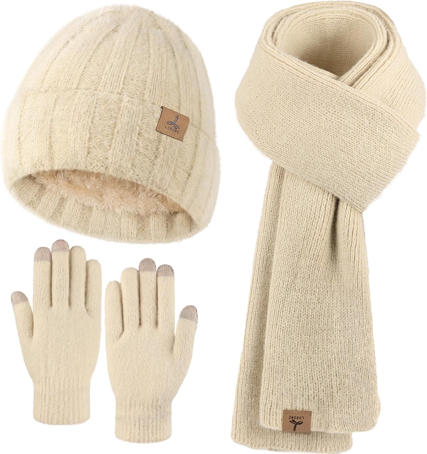 Winter Beanie Hat Scarf Gloves