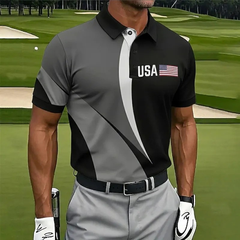 Men's American 250th Anniversary Print Casual Polo Shirt