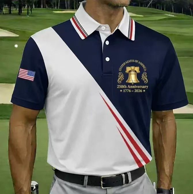 Men's American 250th Anniversary Print Casual Polo Shirt