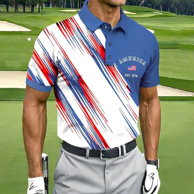 Men's American 250th Anniversary Print Casual Polo Shirt
