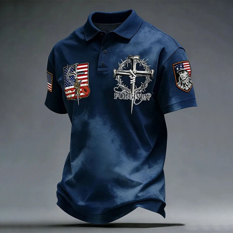 Men's American 250th Anniversary Print Casual Polo Shirt