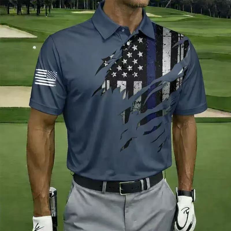 Men's American 250th Anniversary Print Casual Polo Shirt