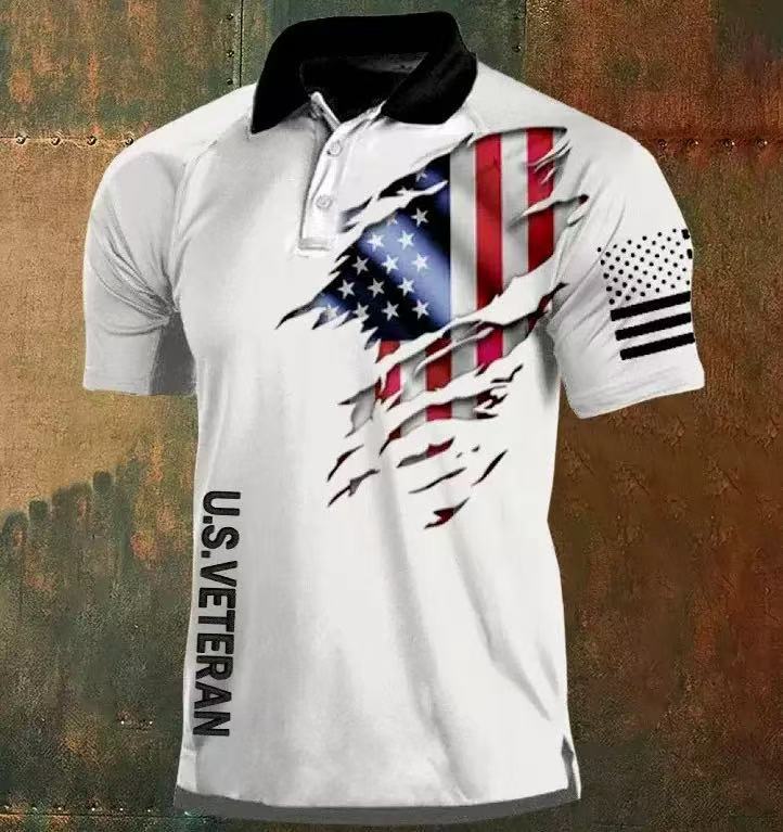 Men's American 250th Anniversary Print Casual Polo Shirt