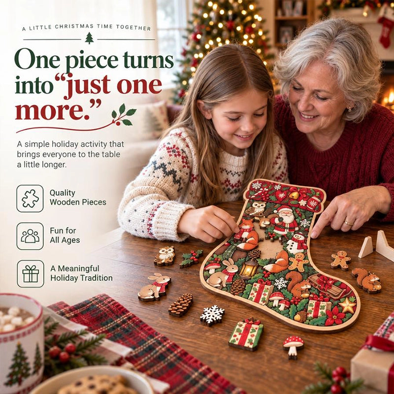 🎄🧩 Wooden Christmas Puzzle with Stand — 8 Festive Designs to Build & Display