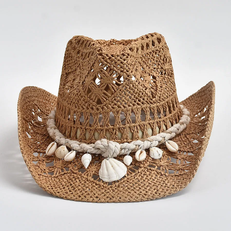 Coastal Seashell Straw Cowboy Hat